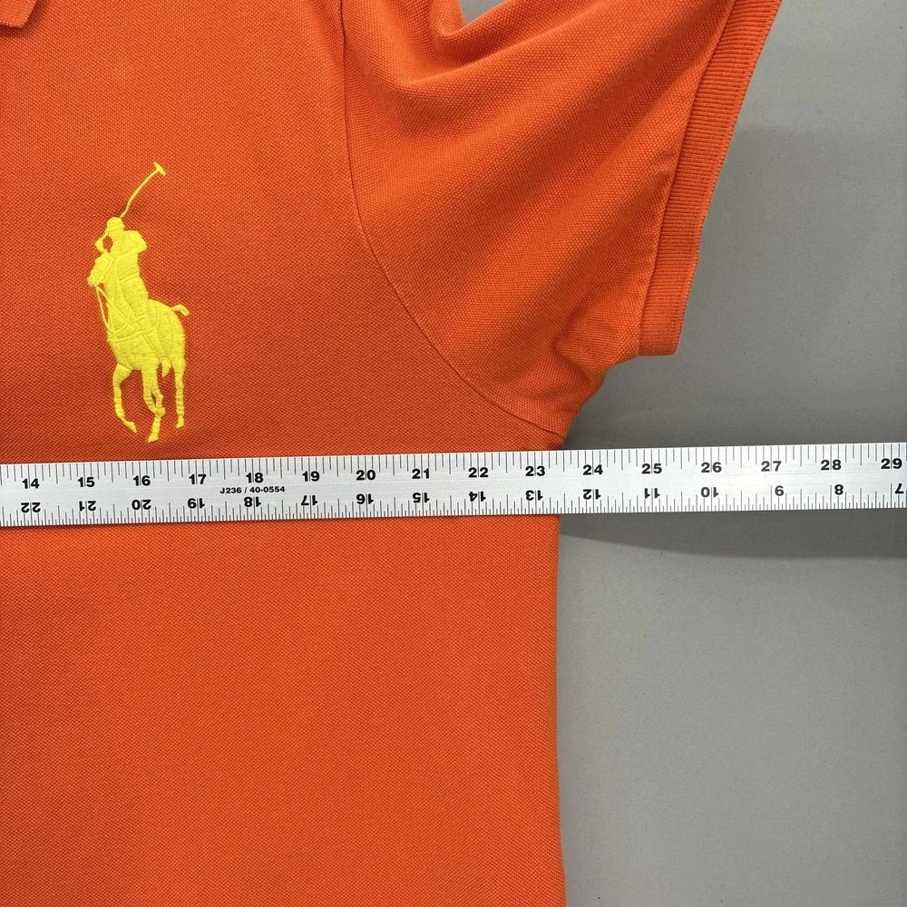 Polo Ralph Lauren Shirt Mens XL Orange Yellow Big Pony Custom Fit Pique 3 Patch